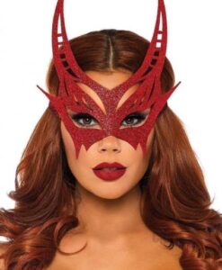 Glitter Devil Mask Os Red