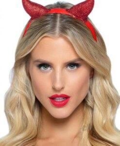 Latex Glitter Devil Headband Os Red