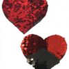 Pastease Double Sequin Hearts Red Black Pasties O/S