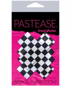 Alternative view of Pastease Checker Cross X Black White Pasties O/S