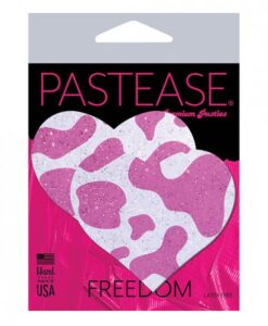 Pastease Premium Cow Print Glittery Velvet Heart  - Pink Strawberry O/s