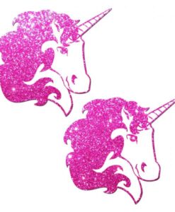 Unicorn Hot Pink Glitter On White Pasties O/S