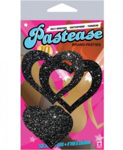 Alternative view of Pastease Glitter Peek A Boob Hearts Pasties Black