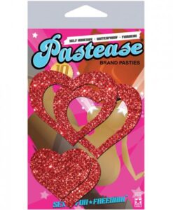Alternative view of Pastease Glitter Peek A Boob Hearts Pasties Red