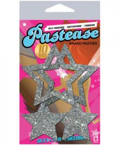 Alternative view of Pastease Glitter Peek A Boob Stars Silver Pasties