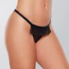 Adore Black Tie Mesh Front W/flounce Open Bow Back Panty Black O/s