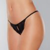Adore Secrets Double Mini Bow Detail Open Back Lace Panty Black O/s