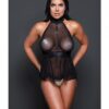 Adore Be My Baby Sheer Mesh Harness Babydoll & Open Panty Black O/s