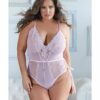 Allure Belle Lace & Mesh Tie Up Romper Pink 2x/3x