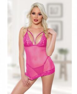 Allure Blush Me Babydoll & G-string Hot Pink O/s