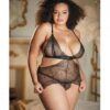 Allure Lace Peek A Boo Chemise & Ouverte G-string Black Qn
