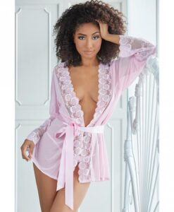 Allure Nina Lace & Mesh Robe W/g-string Pink S/m