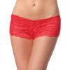 Low Rise Scallop Lace Booty Shorts Red O/S