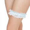 Gathered Lace Garter W/satin Bow Detail White/blue O/s
