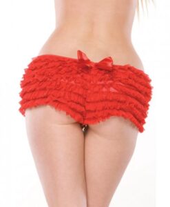 Alternative view of Ruffle Shorts Back Bow Detail Red OS/XL