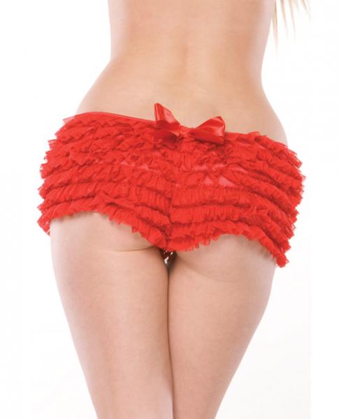 Ruffle Shorts Back Bow Detail Red OS/XL - Image 2