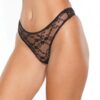 Stretch Lace High Leg Thong Black O/s
