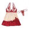 Nylon, Satin Babydoll Underwire Cups & G-String Red Nude Md