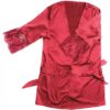 Satin Robe Lace Details Sleeves Red OS/XL
