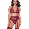 Holiday Bra, Garter Belt & Thong Merlot Xl