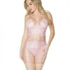 Crystal Pink Longline Bra, Garter Belt & Panty Pink Md
