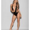 Euphoria Wet Look Deep V Teddy Black O/s