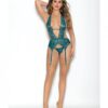 Euphoria Lace Bustier W/open Crotch Panty Teal O/s