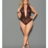Euphoria Two Tone Lace Halter Crotch Closure Teddy Blk/red Qn