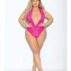 Euphoria Neon Deep V Teddy Neon Pink Qn