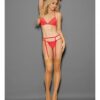 Euphoria Tri Top Bra, Garterbelt, G-string & Hose Blazing Coral O/s