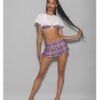Euphoria 5 Pc Girly Adult School Girl Purple Plaid O/s