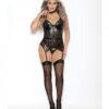 Flame Fetish Femme Fatale Lasercut Lattice Bustier W/choker & Thong Black Sm