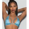 Blue Crystal Black Light Dancewear Tri Bra Blue O/s