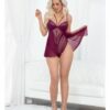 European Lace Teddy Babydoll Wine Large