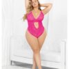 Neons Keyhole Front Teddy W/tanga Back Neon Pink 2x/3x