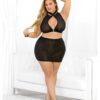 Collared Tri Top Bra & Mini Skirt Black 3x