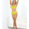 Neon Lace Underwire Bra W/double Tulle Garter Skirt & Double Elastic Panty Neon Lime Lg