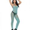 Crochet Pothole Bodystocking Open Crotch Blue O/S