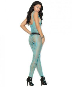 Alternative view of Crochet Pothole Bodystocking Open Crotch Blue O/S