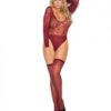 Sheer Burnout Long Sleeve Teddy Burgundy Q/s