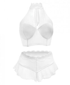 Premiere Embroidered Halter Bra & Panty White 2X
