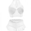 Premiere Embroidered Halter Bra & Panty White 3X