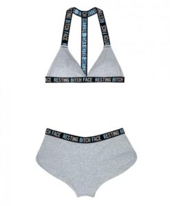 Vibes Resting Bitch Face Bralette & Retro Shorts Gray L/XL