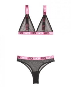 Vibes F*ck Cancer Bralette & Cheeky Panty Black L/XL