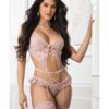 Garter Corset Teddy & Stockings Deep Rose O/s