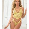 Cut Out Laced Halter Teddy Yellow Glow O/s