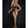 Lace Night Gown W/high Waist Strappy Panty Blackout O/s
