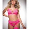 Pinklicious Bra Top, High Waist Hip Hugger Garter Panty Love Me Pink O/s