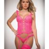 Pinklicious Corset Garter W/stockings Pink Fever O/s