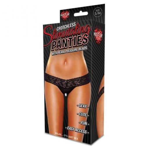 Hustler Stimulating Panties Pearl Beads Black S/M - Image 2